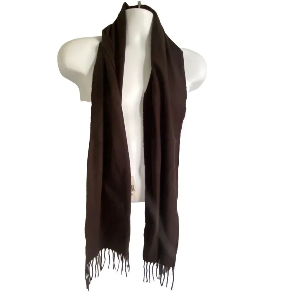 John Ashford Mens Acrylic Fringe Black Scarf New